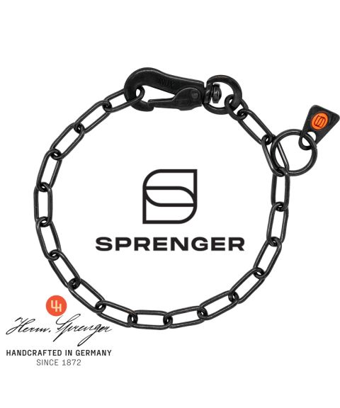Sprenger Justerbart Kjettinghalsbånd -m/krok - Rustfritt stål sort – 2,0 mm